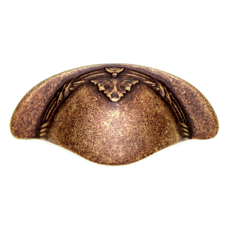 Belwith Ribbon & Reed Solid Brass Drawer Cup Pull 3 Ctr Asheville Antique M1013
