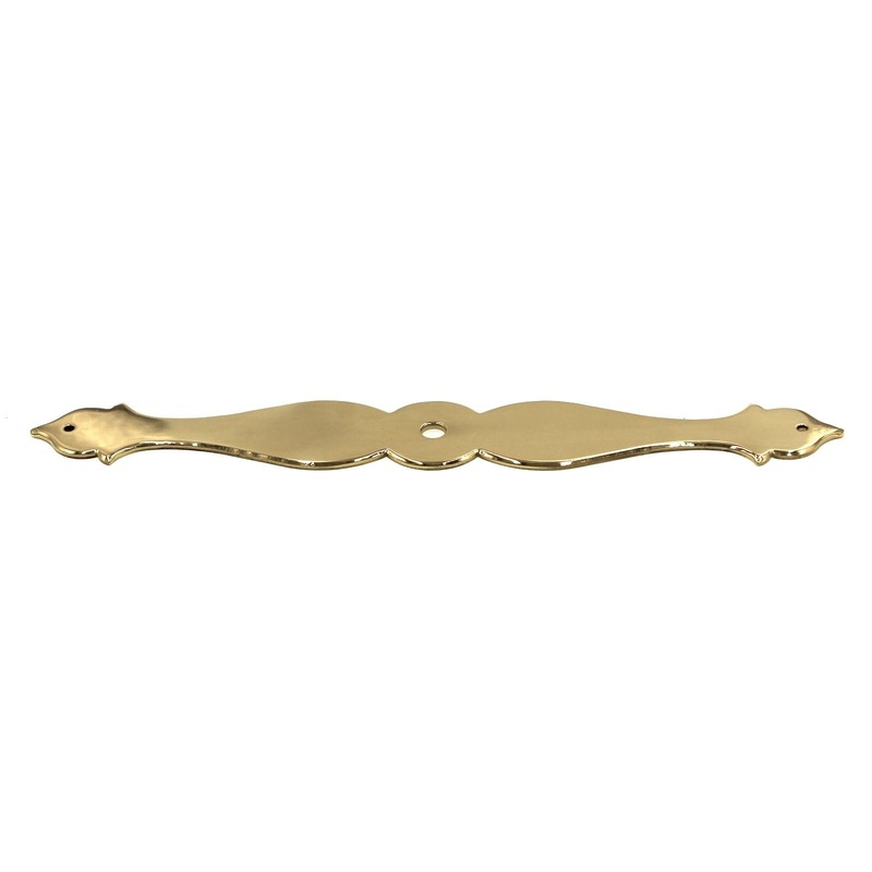 FKI Hardware Period Brass 6 7/8 Long Knob Backplate Polished Solid Brass A38