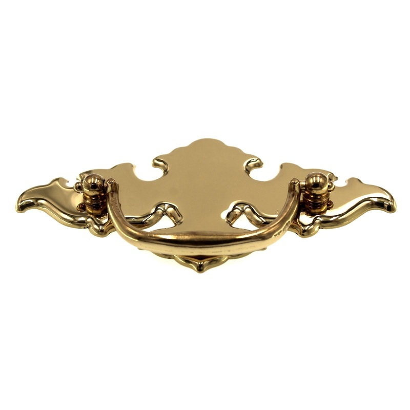 FKI Hardware Period Brass Drawer Bail Pull With Backplate 3 Ctr Solid Brass A32