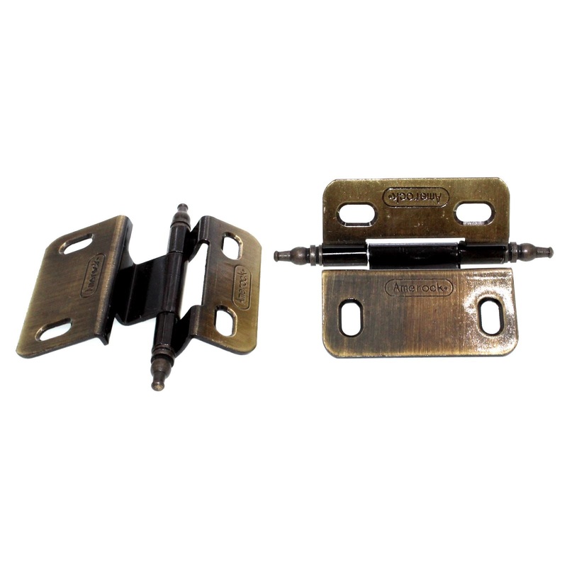 Pair Amerock Minaret Tip Antique English Cabinet Hinge 3/8 Inset PKR7687M-AE