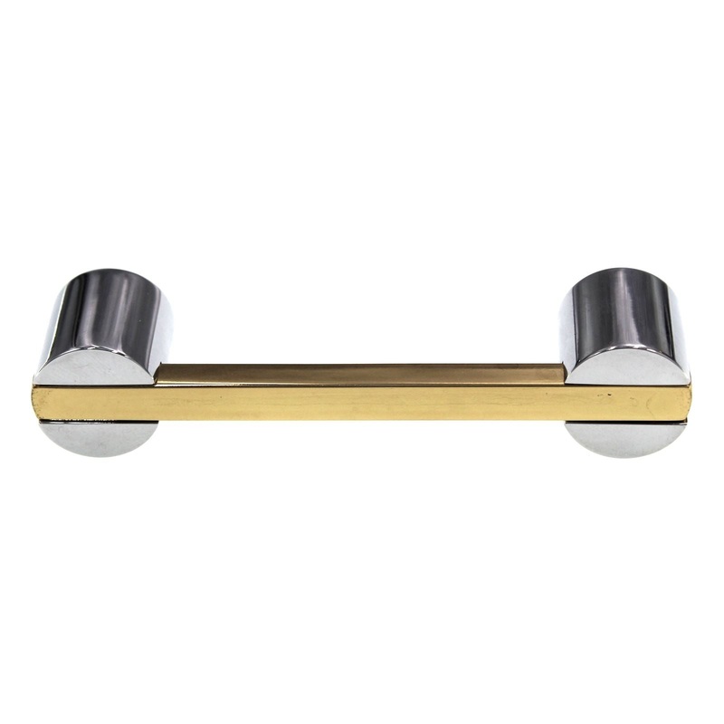 Period Brass Cabinet Pull 3 Ctr Two-Tone Polished Brass Solid Brass C135