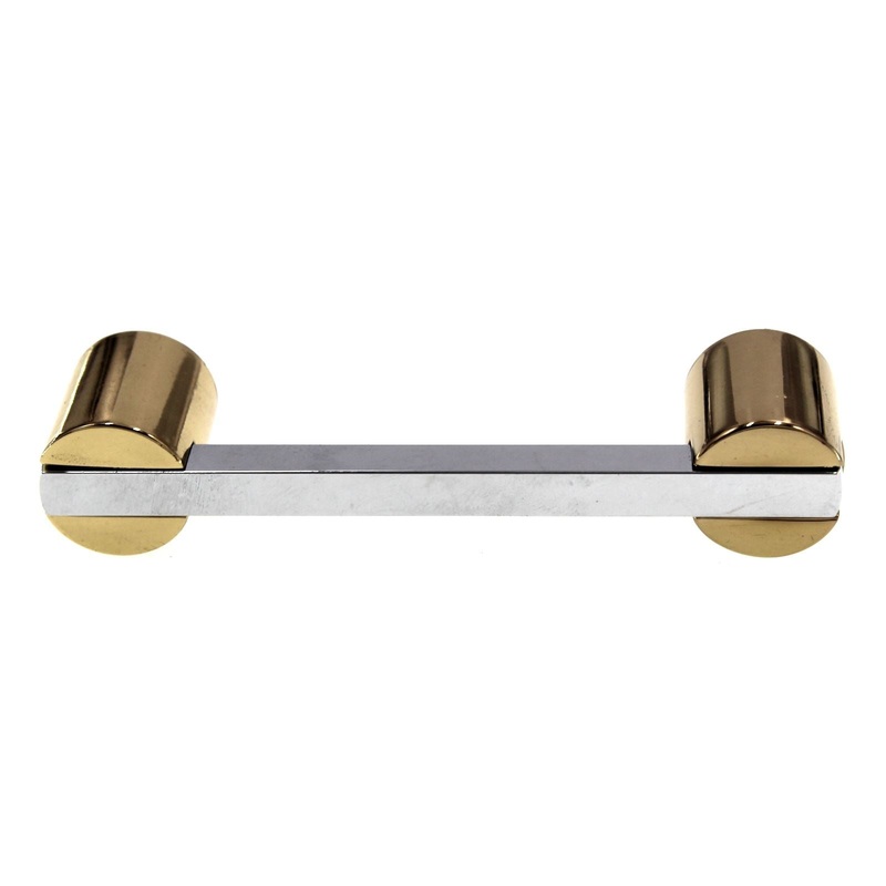 Period Brass Cabinet Pull 3 Ctr Two-Tone Polished Chrome Solid Brass C133