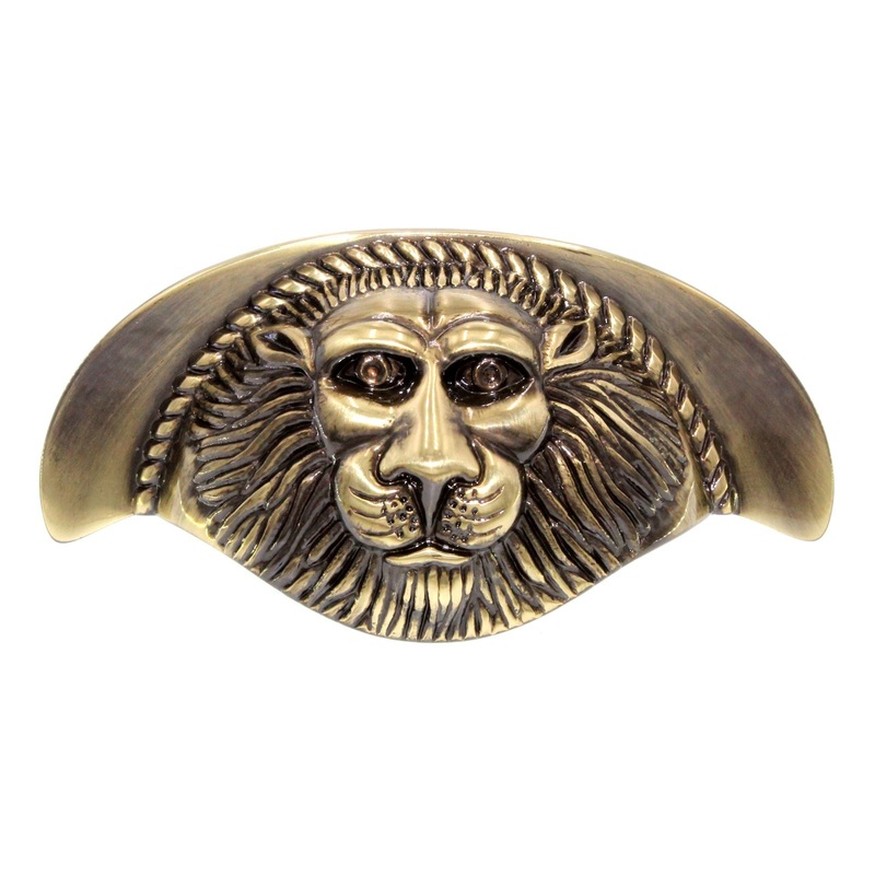 Schaub Versailles Drawer Cup Pull 3 Ctr Lion Head Antique Light Polish 758-ALP