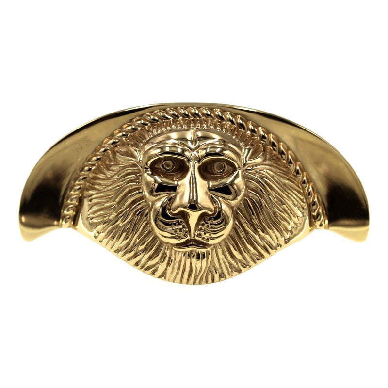 Schaub Versailles Drawer Cup Pull 3 Ctr Lion Head Polished Brass 758-03