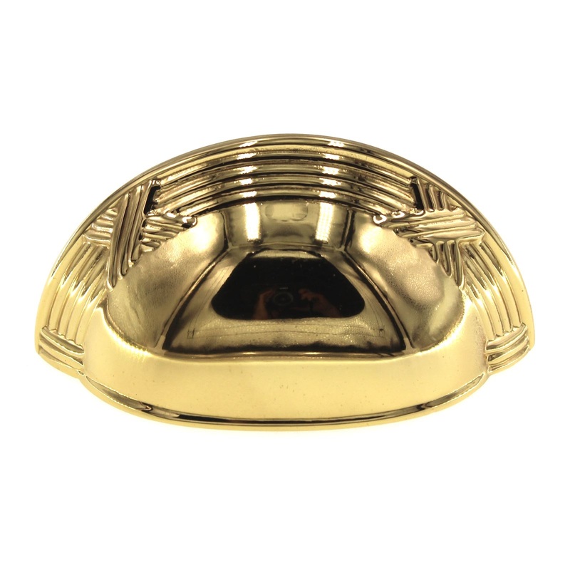 Schaub Versailles Drawer Cup Pull 3 Ctr Ribbon & Reed Polished Brass 755-03