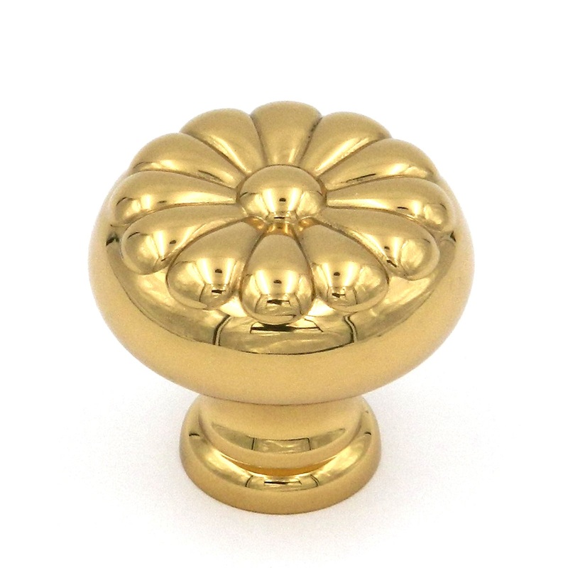 10 Pack Belwith Keeler Sechel 1 1/4 Polished Brass Round Ribbed Solid Brass Cabinet Knob A16