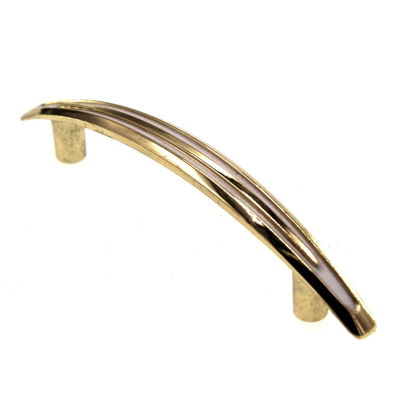 Ajax Cabinet Jewelry Cabinet Arch Pull 3 Ctr Polished Brass White Line 537-PB