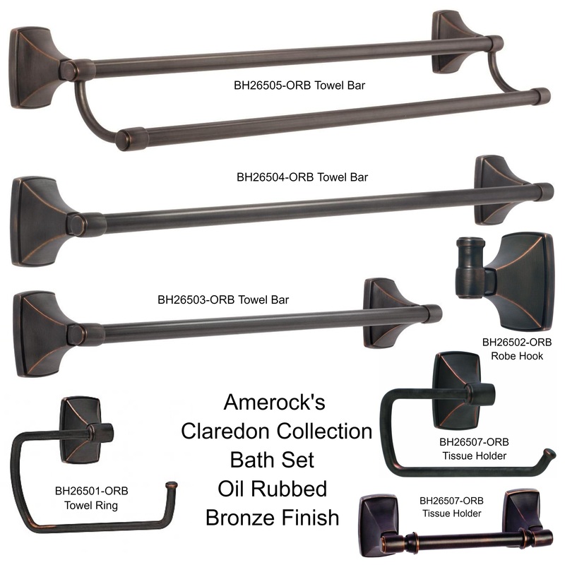 Amerock Claredon 7-Piece Bath Accessory Set Oil-Rubbed Bronze Towel Bars Ring TP Holders Hook