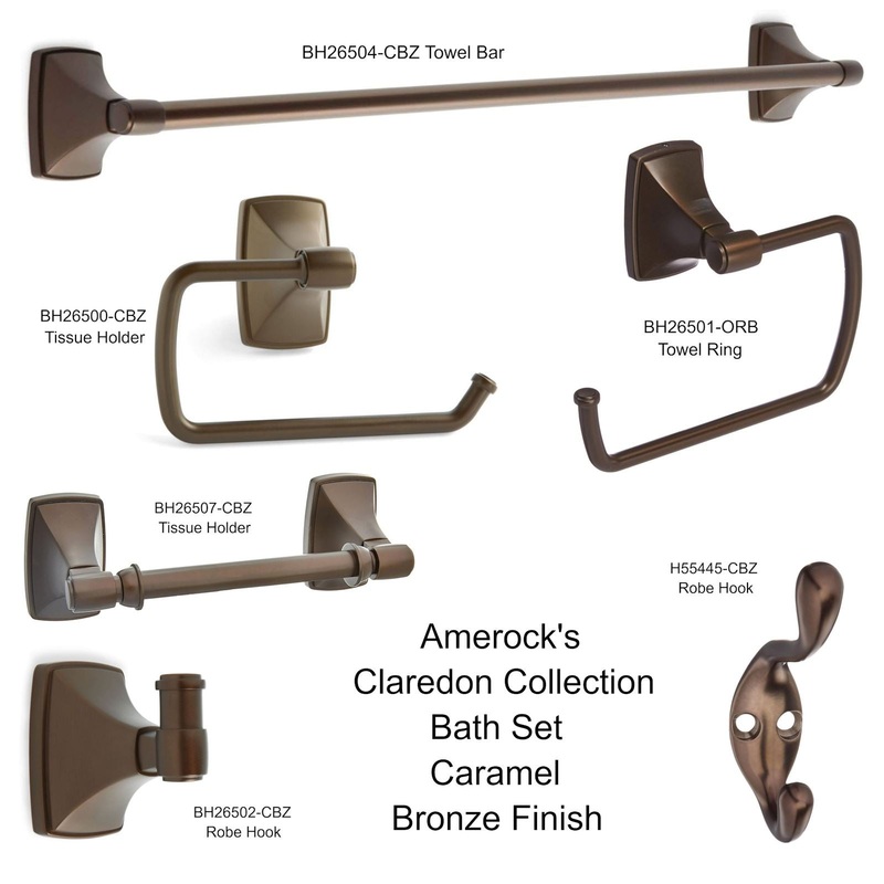 Amerock New Claredon 6-Piece Bath Accessory Set Caramel Bronze Towel Bars Ring TP Holders Hook