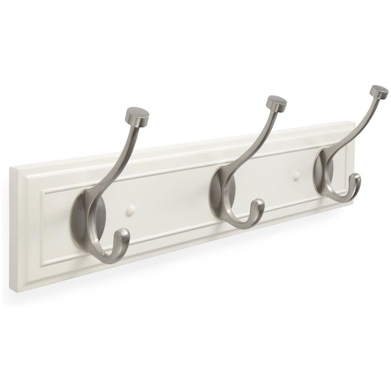 Amerock Satin Nickel Coat and Hat Pill Top Hook Rack 18 White Board H55656WG10