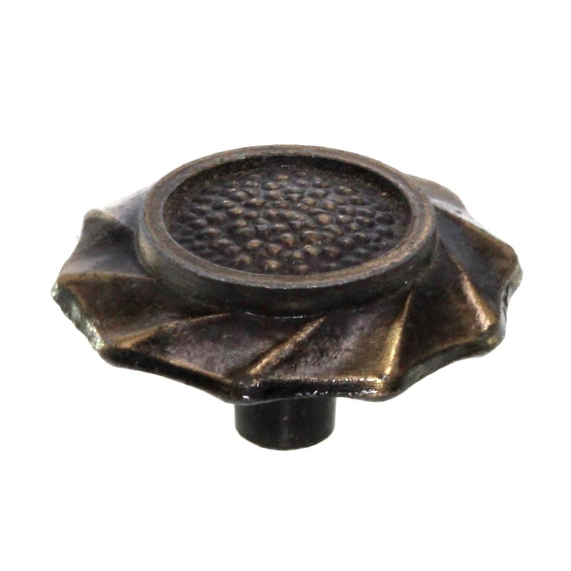 Antique Brass 1 1/2 Ornamental Round Cabinet Knob 1069-AB