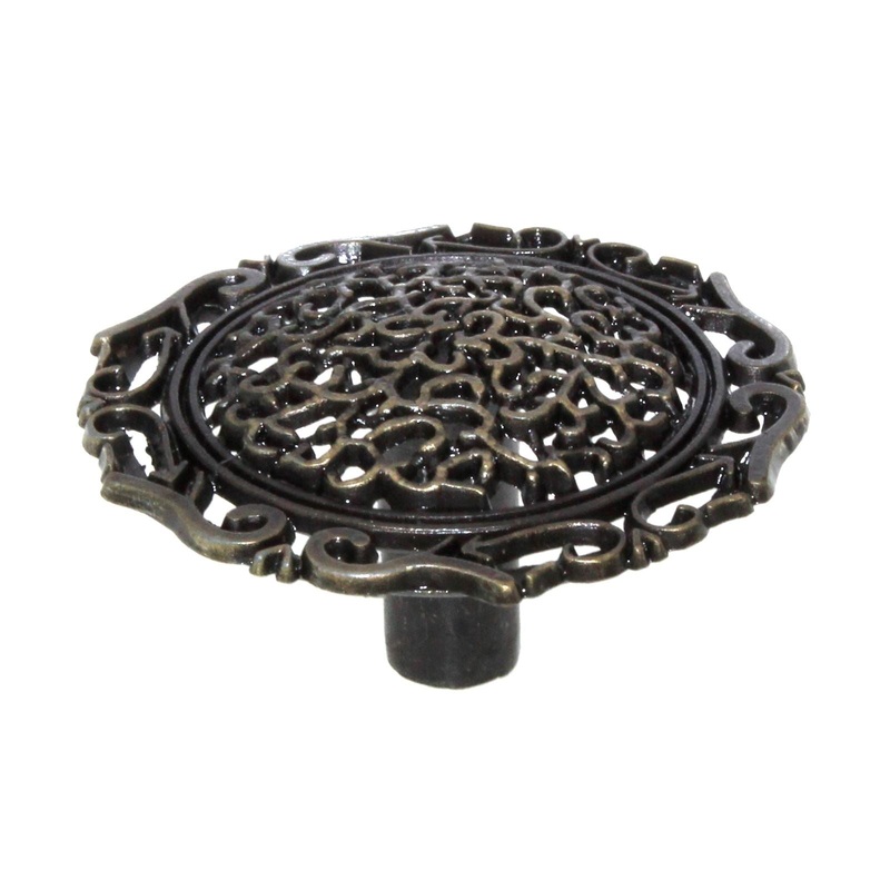 Antique Brass 1 1/2 Ornamental Round Cabinet Knob 847-AB