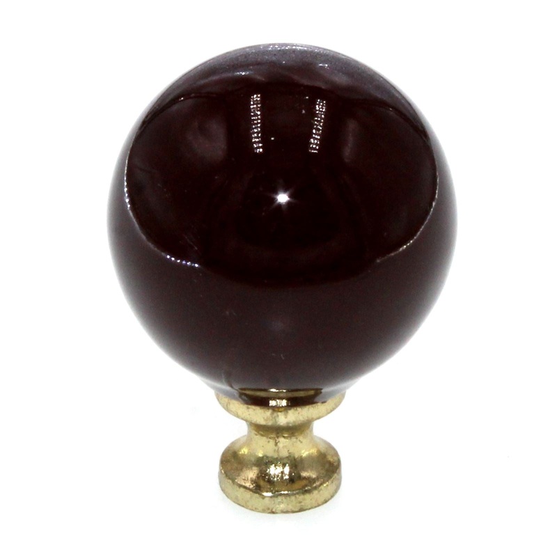 Brown Round 1 1/4 Ball Ceramic Cabinet Knob Brass Finished Base 225-DBPB