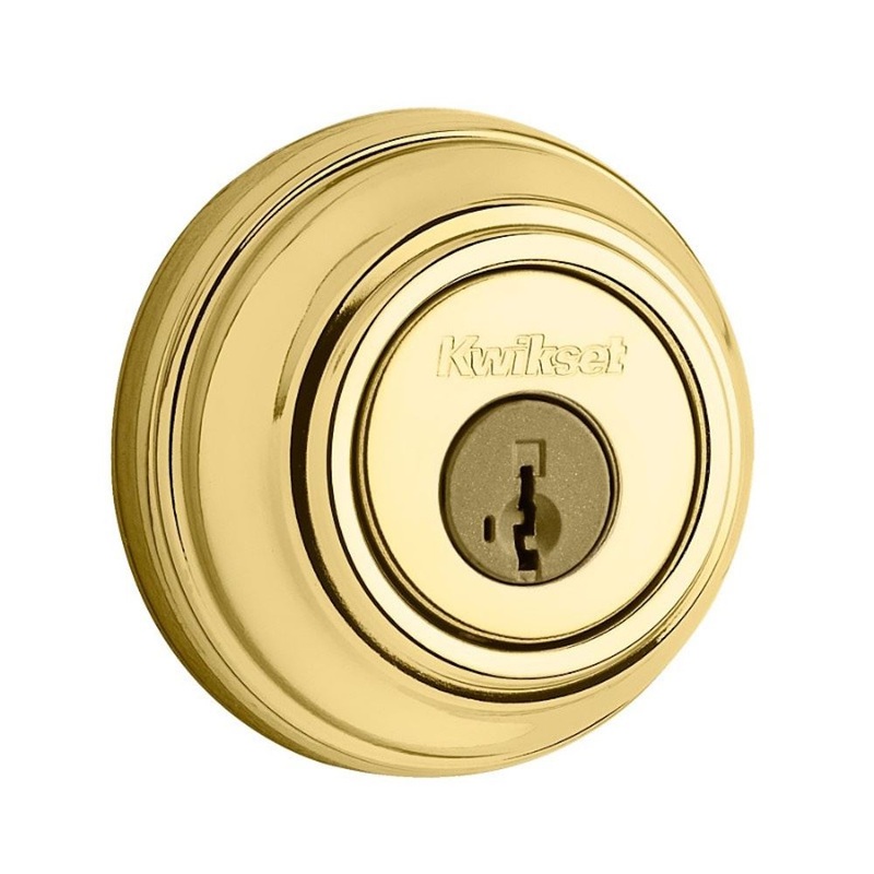 Kwikset Single Cylinder Door Deadbolt Polished Brass 980 L03 SMT RCAL RCS V1