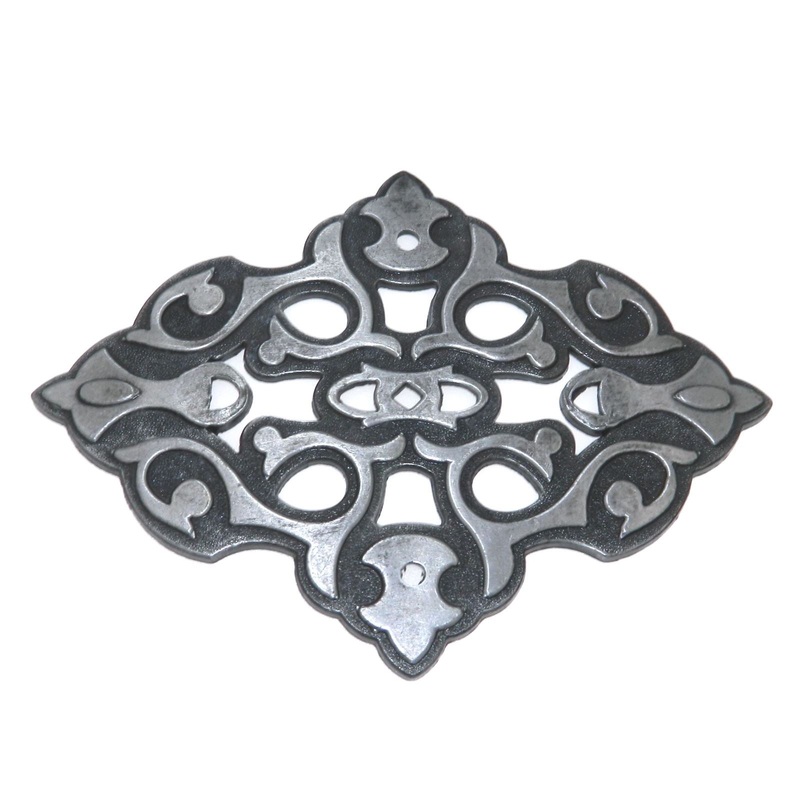 Ornamental Backplate For Pendant Or 3 Ctr Pull Swedish Iron 1042-SI