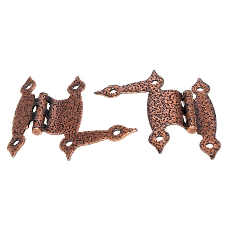 Pair Hammered, Spade Tip Antique Copper 3/8 Offset HL Hinge W921-AC