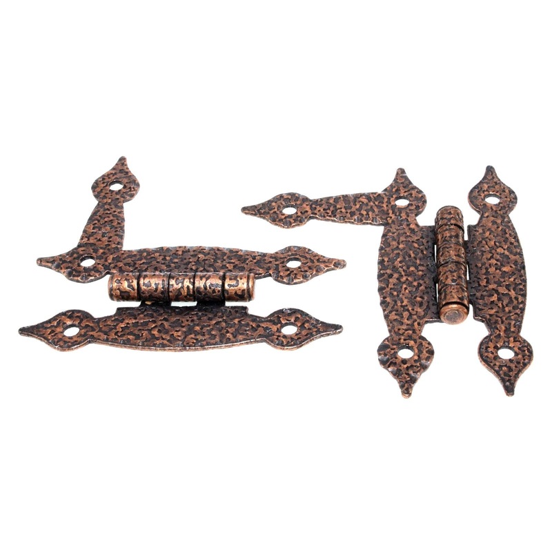 Pair of Hammered, Spade Tip Antique Copper Flush HL Hinges W920-AC