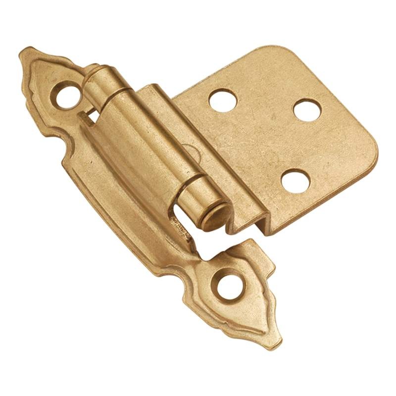 Pair of Hickory Hardware 3/8 Inset Hinges Lancaster Brass Self-Closing P297-LP
