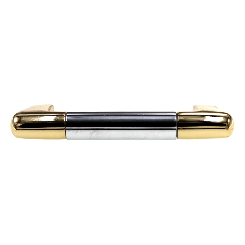 Period Brass Cabinet Pull 3 Ctr Two-Tone Polished Chrome Solid Brass C139