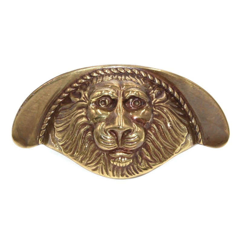 Period Brass Solid Brass Drawer Cup Pull 3 Ctr Lion Head Sherwood Antique F113