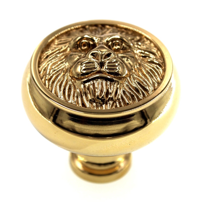 Schaub Versailles 1 1/2 Lion Solid Brass Cabinet Knob Polished Brass 760-03