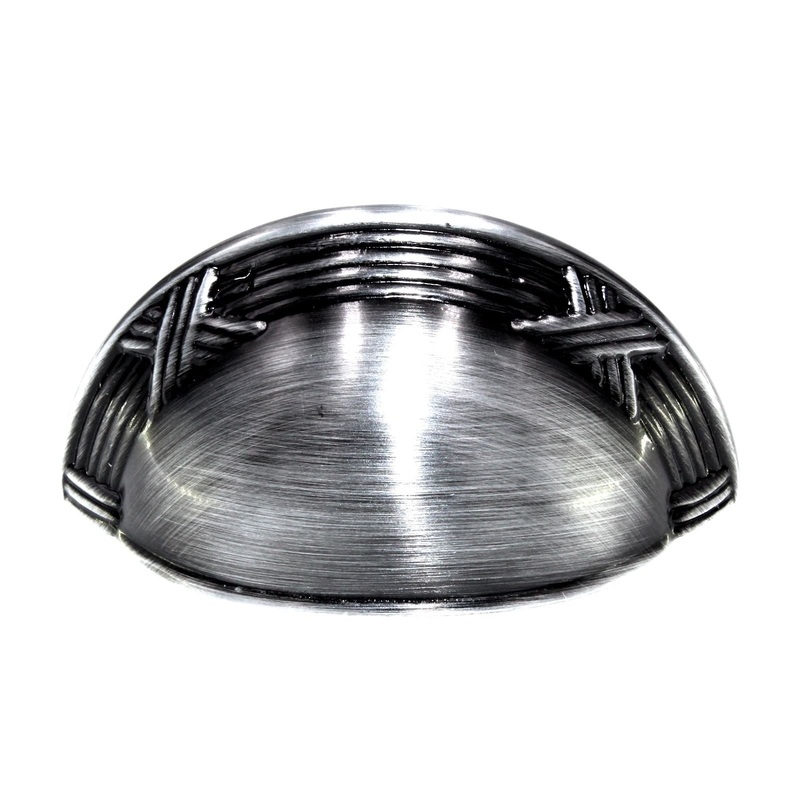 Schaub Versailles Drawer Cup Pull 3 Ctr Ribbon & Reed Antique Pewter 755-15A
