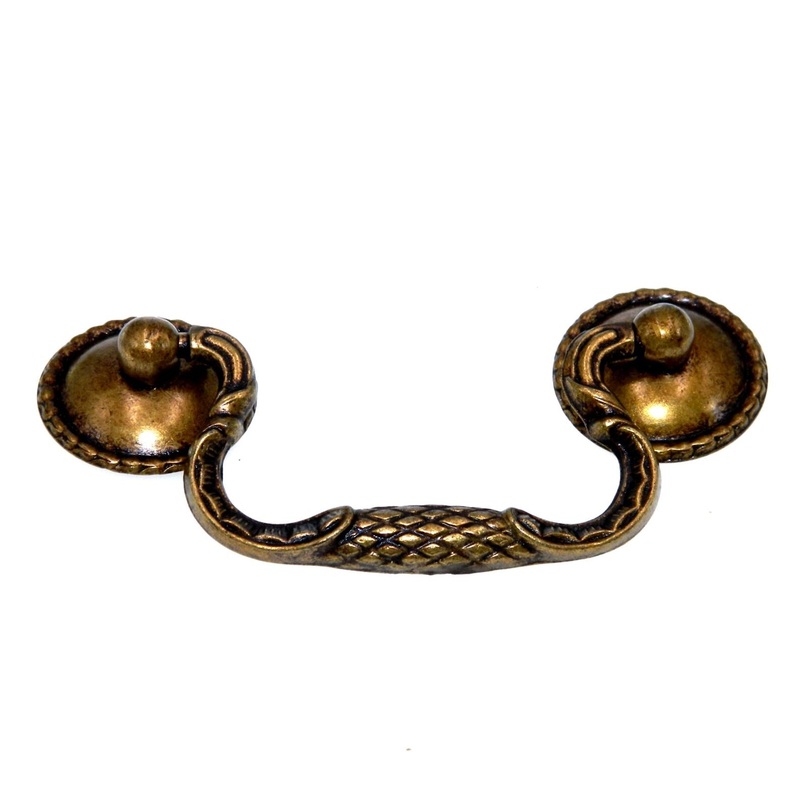 Vintage National Lock French Gilt 2 1/2 Ctr Swing Drawer Bail Pull 632-5A N3037
