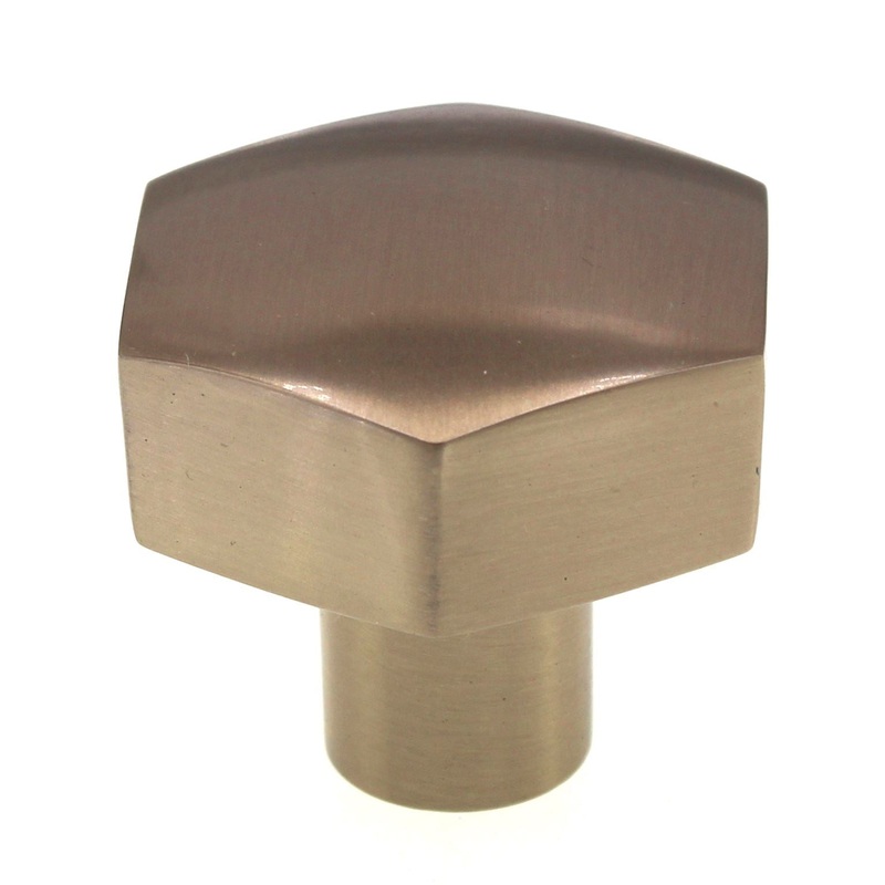 Emtek Mod Hex 1 1/2 Hexagon Cabinet Knob Satin Brass Solid Brass 86458US4