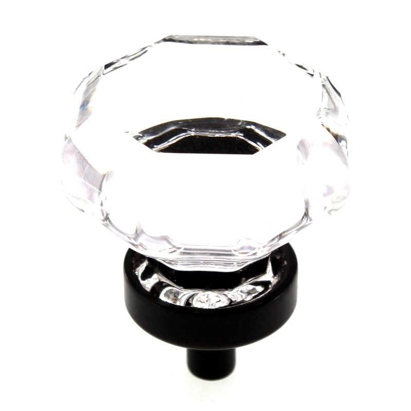 Emtek Old Town Glass 1 1/4 Cabinet Knob Oil-Rubbed Bronze Base 86011US10B