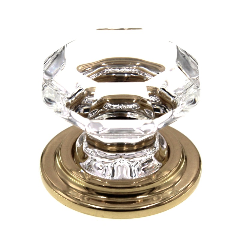 Emtek Old Town Glass 1 3/4 Wardrobe Knob Polished Brass Base 86028US3