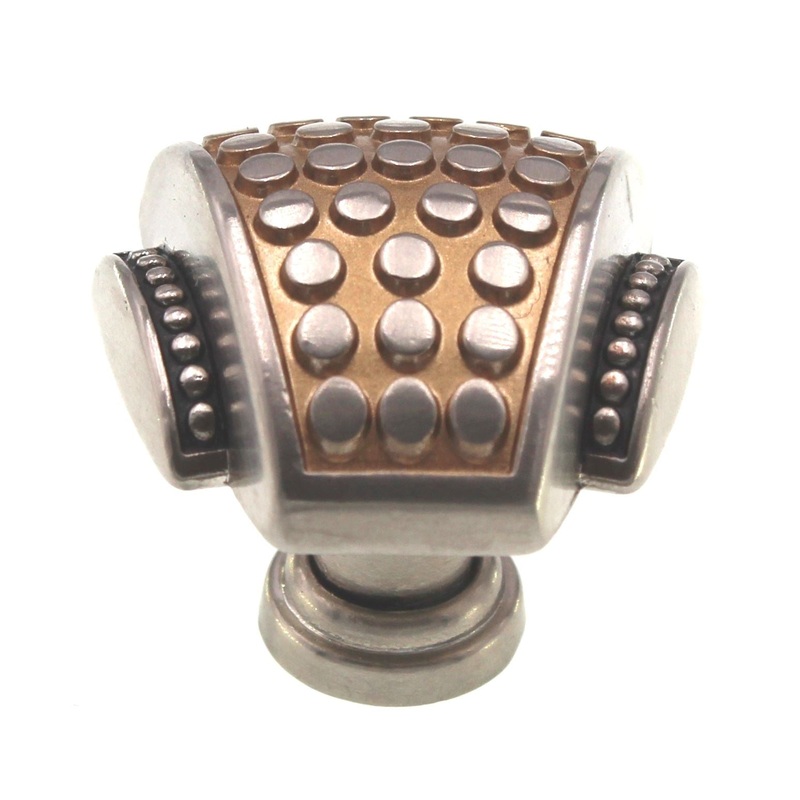 Laurey Alhambra Satin Nickel with Gold 1 3/8 Dotted Two-Tone Cabinet Knob 11610
