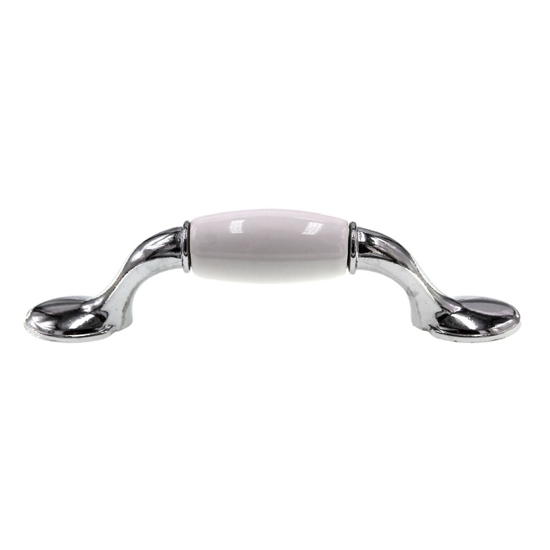 Laurey First Family Polished Chrome White Center 3 Ctr Cabinet Pull 15527
