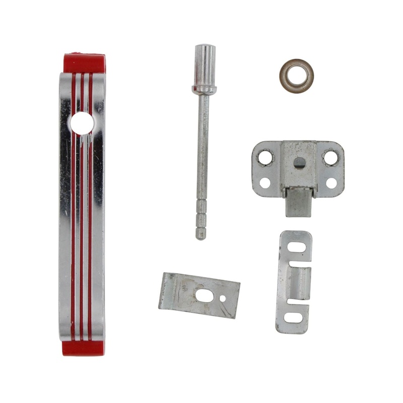 National Lock Master Chrome With Red Lines Push Button Cabinet Catch N61-6303-RD