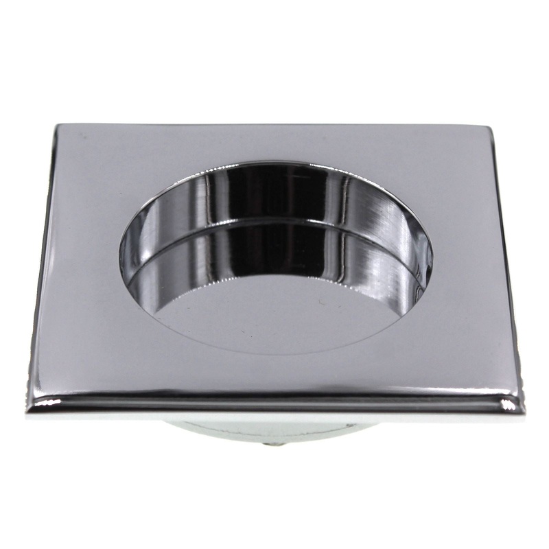 Emtek 2 1/2 Square Sliding Door Flush Recessed Pull Polished Chrome 2213US26
