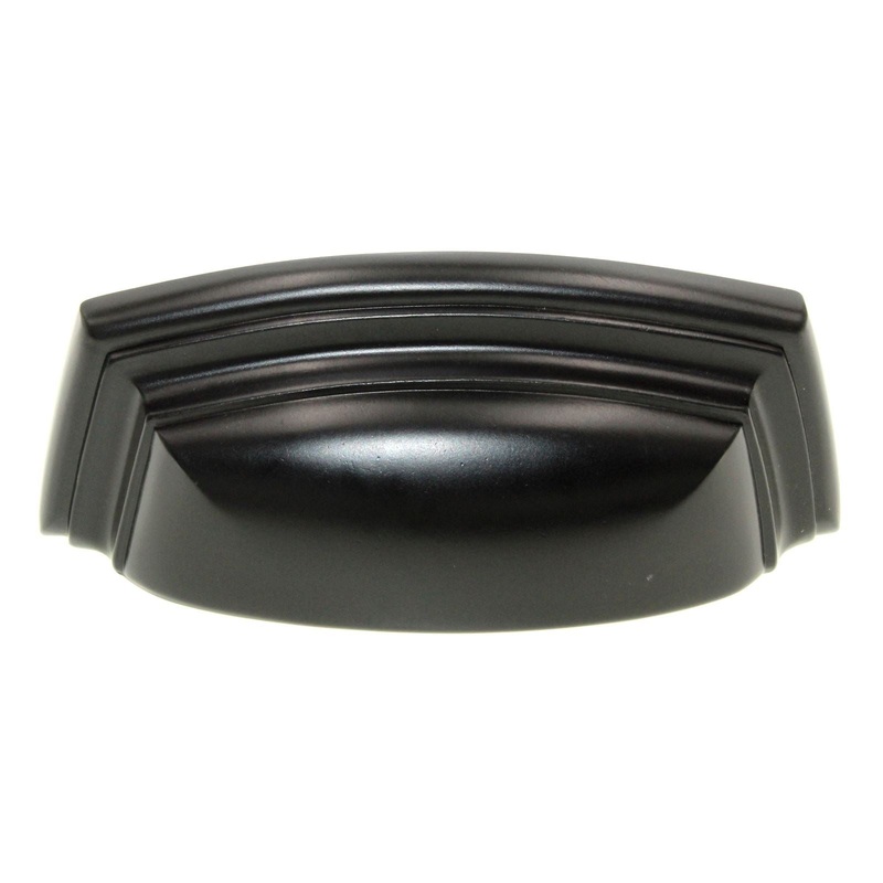 Hickory Hardware Matte Black Cabinet or Furniture Drawer 3 3/4 (96mm)cc Cup Pull P3072-MB