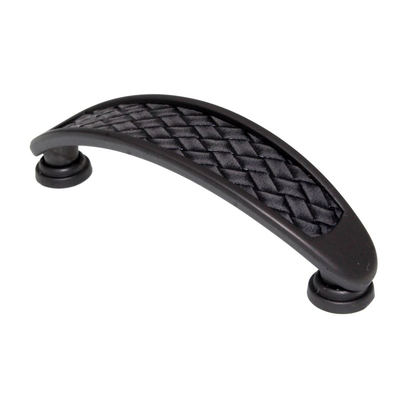 Laurey Churchill 3 1/2 Ctr Cabinet Pull Oil-Rubbed Bronze Black Leather 12392