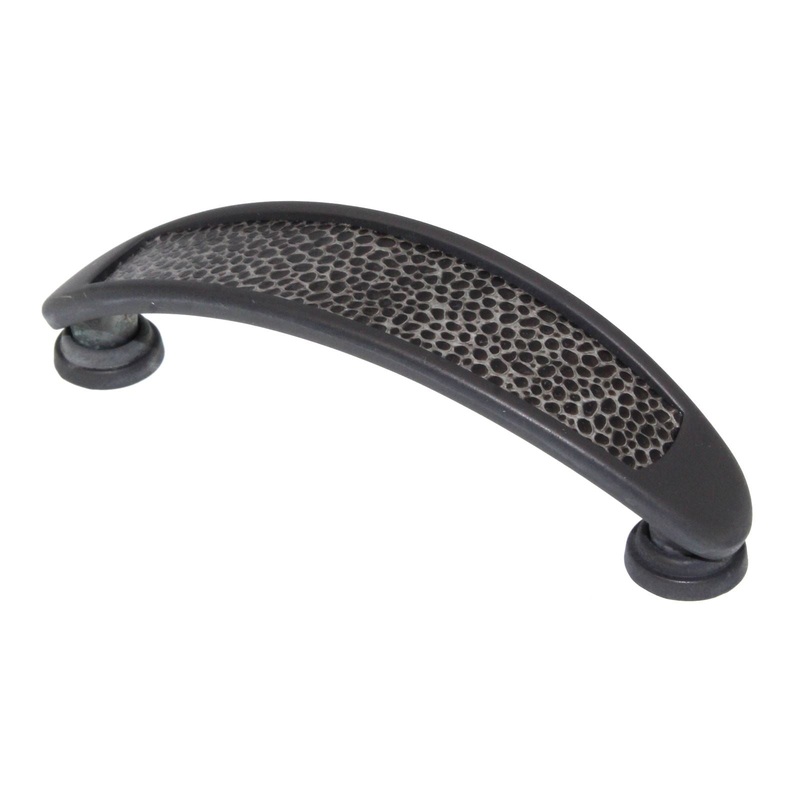 Laurey Churchill 3 1/2 Ctr Cabinet Pull Oil-Rubbed Bronze Black Leather 12397