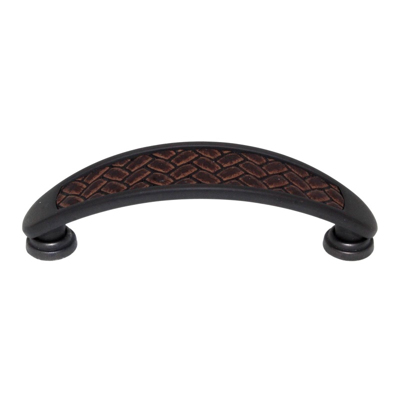 Laurey Churchill 3 1/2 Ctr Cabinet Pull Oil-Rubbed Bronze Brown Leather 12391