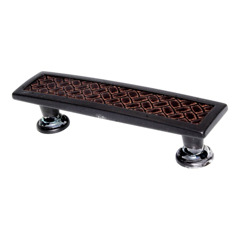 Laurey Churchill 3 3/4 (96mm) Ctr Pull Oil-Rubbed Bronze Brown Leather 12491