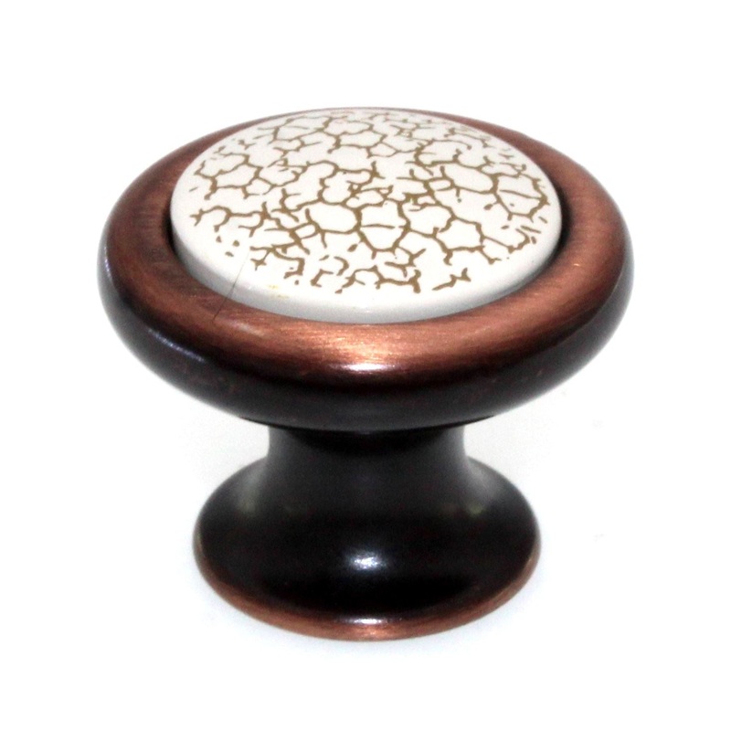 Liberty Francesca 1 1/2 Cabinet Knob Bronzed Copper Crackled Ivory P03138-207
