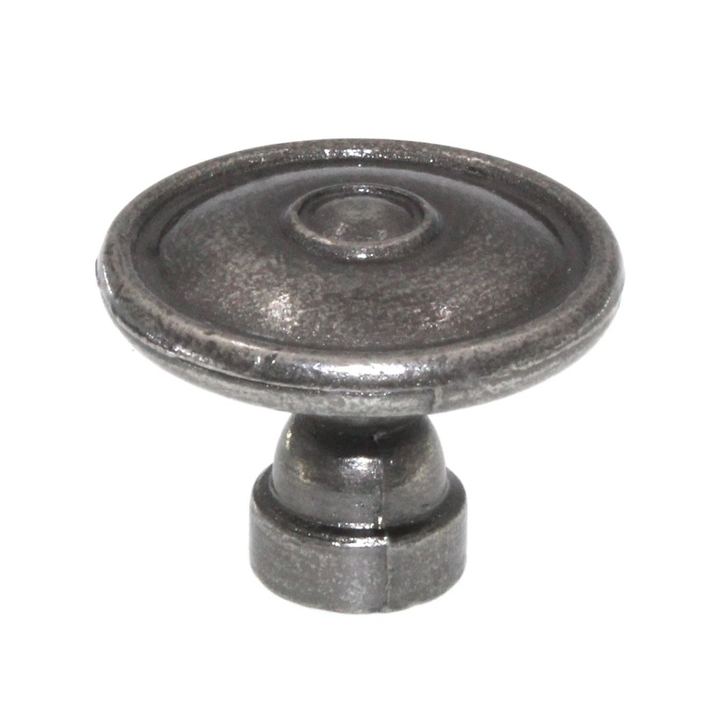 Liberty Rustique 1 1/2 Round Button Cabinet Knob Antique Pewter PN1310-AP