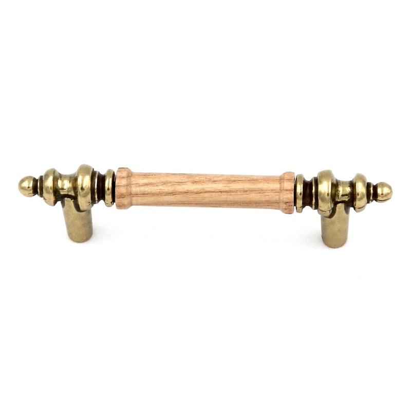 Hickory Hardware Lancaster Polished and Oak Wood Center 3cc Cabinet Pull P457-OAK