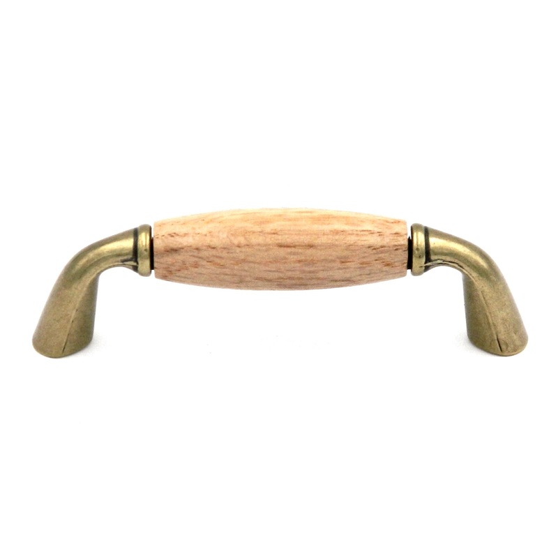 Hickory Hardware Lancaster Polished and Oak Wood Center 3cc Cabinet Pull P461-OAK