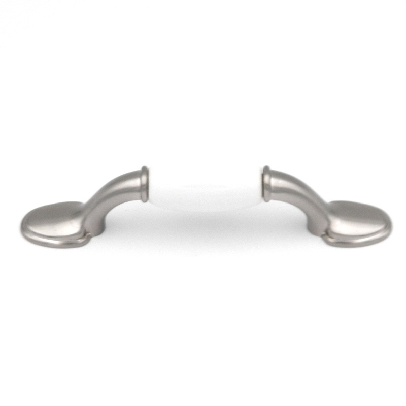 Hickory Hardware P744-SNW 3cc Tranquility Pull, Satin Nickel With White
