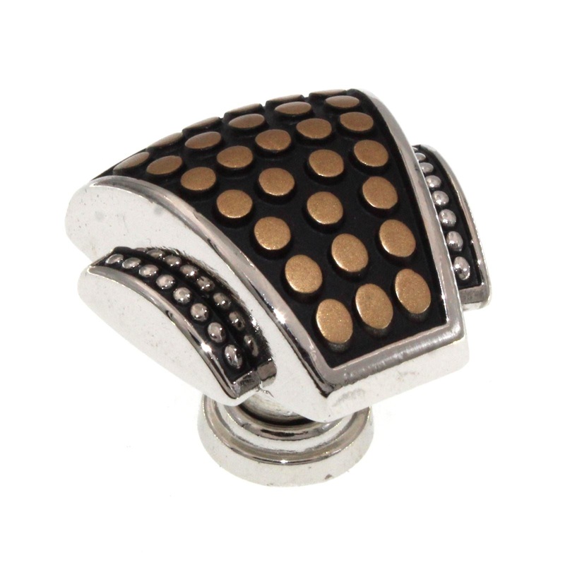 Laurey Alhambra 1 3/8 Two-Tone Dotted Cabinet Knob Black and Gold 11609
