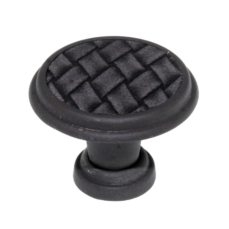 Laurey Churchill 1 1/8 Cabinet Knob Oil-Rubbed Bronze Buff Black Leather 12092