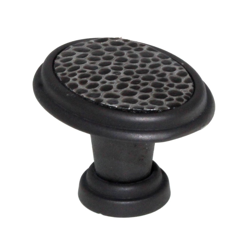 Laurey Churchill 1 5/8 Oval Cabinet Knob Oil-Rubbed Bronze Black Leather 12197