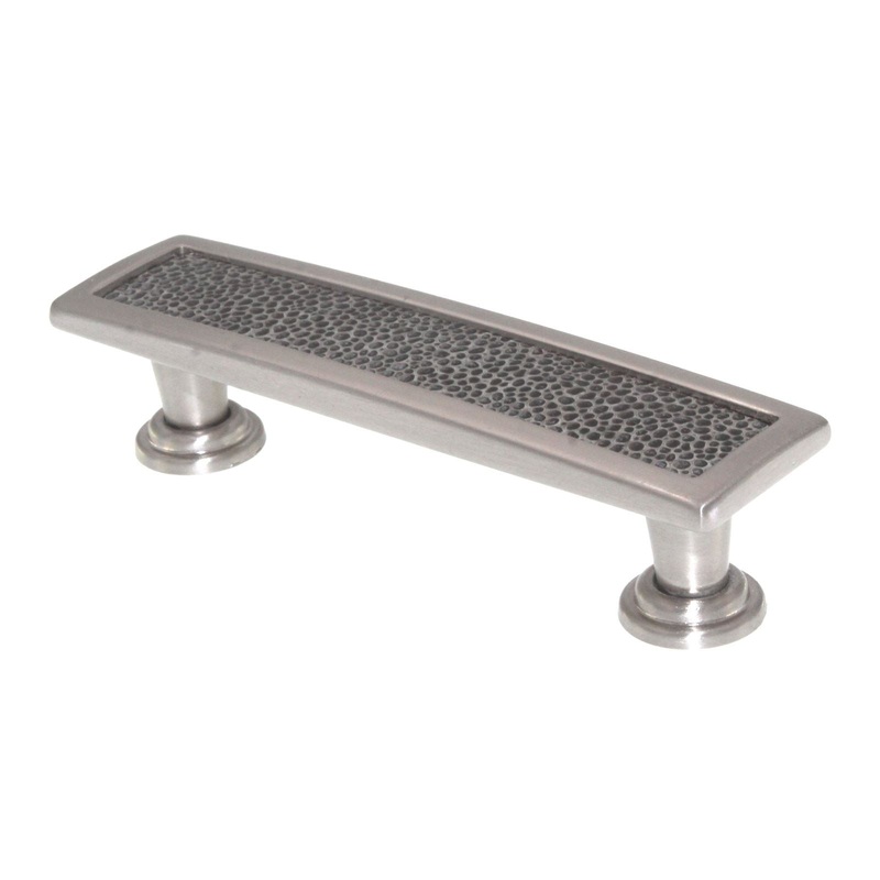 Laurey Churchill 3 3/4 (96mm) Ctr Cabinet Pull Satin Nickel Black Leather 12496