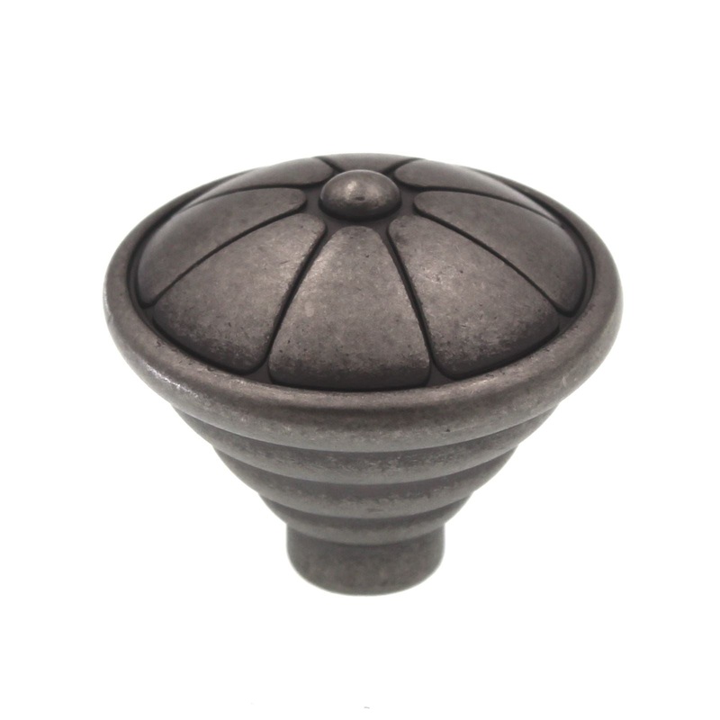 Laurey Kama 1 1/2 Round Button Cabinet Knob Antique Pewter 23406