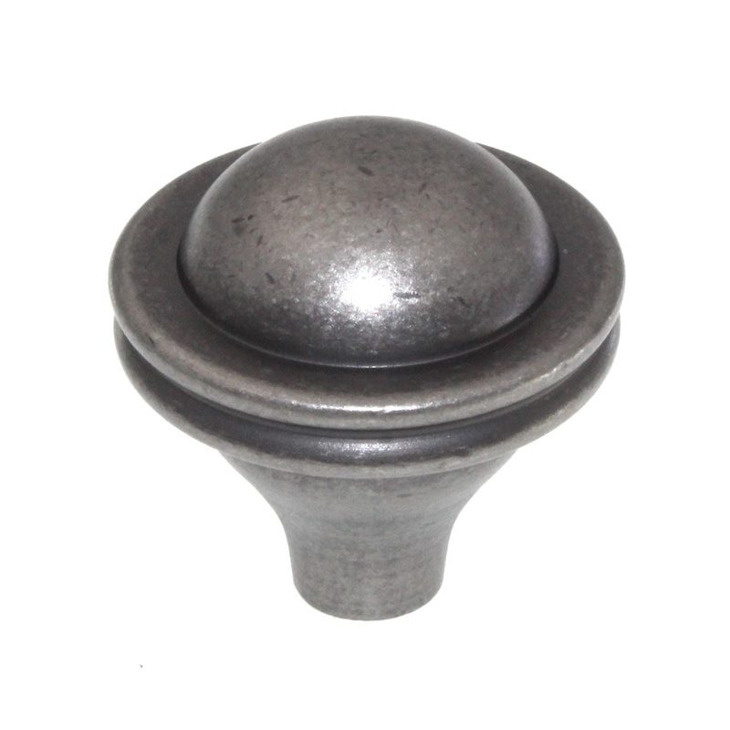 Laurey Kama 1 1/4 Round Button Cabinet Knob Antique Pewter 23806